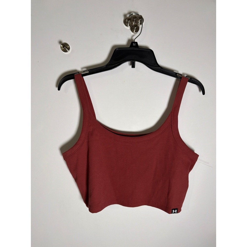 Under Armour Rival Rib Tiny Tank Terracotta Red Crop Top Womens XL